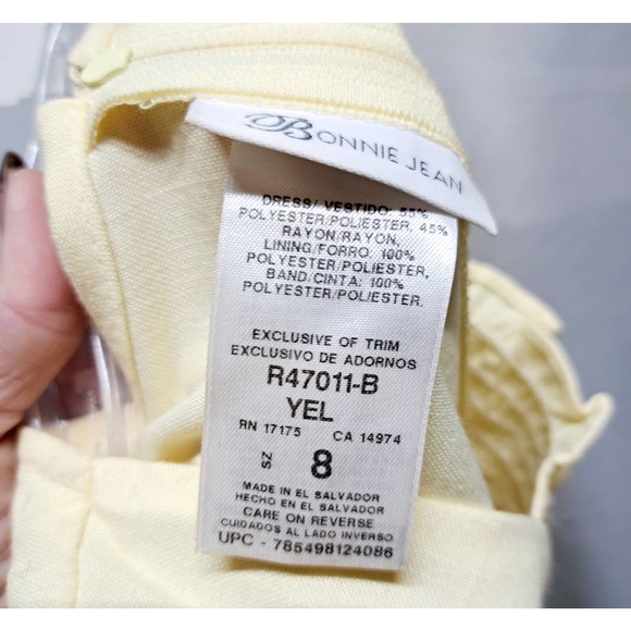 Bobbie Jean Light Yellow Sleeveless Below Knee Smocked FrontBow BackTie Dress 8 - Picture 7 of 7